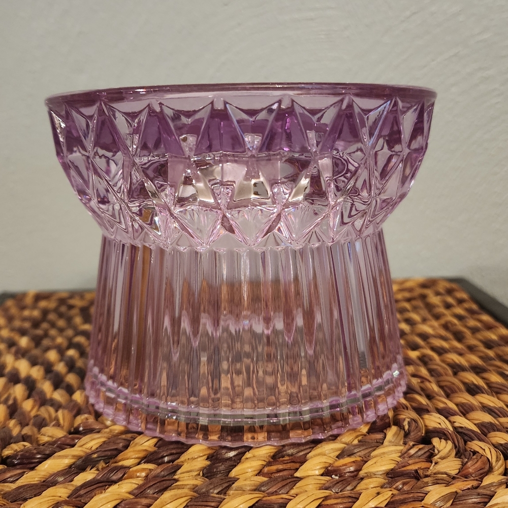 BATH AND BODY WORKS LAVENDAR PURPLE FACETED GLASS CANDLE PEDESTAL